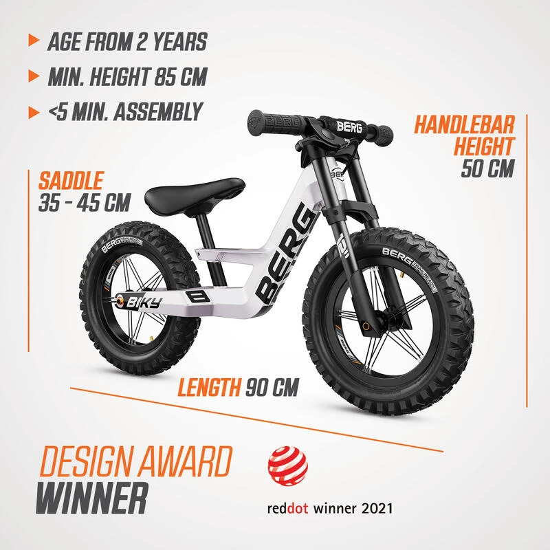 BERG Biky Cross Blanc 12 Inch Vélo Enfant Draisienne Avec Frein à Mains 4 BERG Biky Cross Blanc 12 Inch Vélo Enfant Draisienne Avec Frein à Mains – Image 2