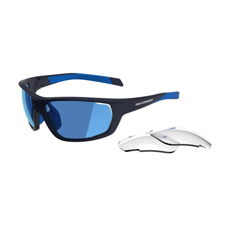 Rockrider Lunettes De Vélo PERF 100 PACK Bleu Interchangeables CAT 0+3 3 Rockrider Lunettes De Vélo PERF 100 PACK Bleu Interchangeables CAT 0+3