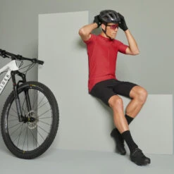 Rockrider Maillot VTT Manches Courtes Race 700 Rouge -Vélorbain Magasin maillot vtt manches courtes race 700 rouge 2