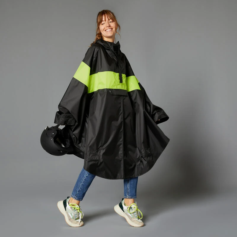 BTWIN PONCHO PLUIE VISIBILITE JOUR VELO VILLE 120 NOIR JAUNE FLUO 4 BTWIN PONCHO PLUIE VISIBILITE JOUR VELO VILLE 120 NOIR JAUNE FLUO – Image 2