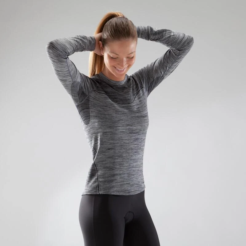 Sous-vêtement Vélo Manches Longues Femme 500 Noir 8 Sous-vêtement Vélo Manches Longues Femme 500 Noir – Image 6