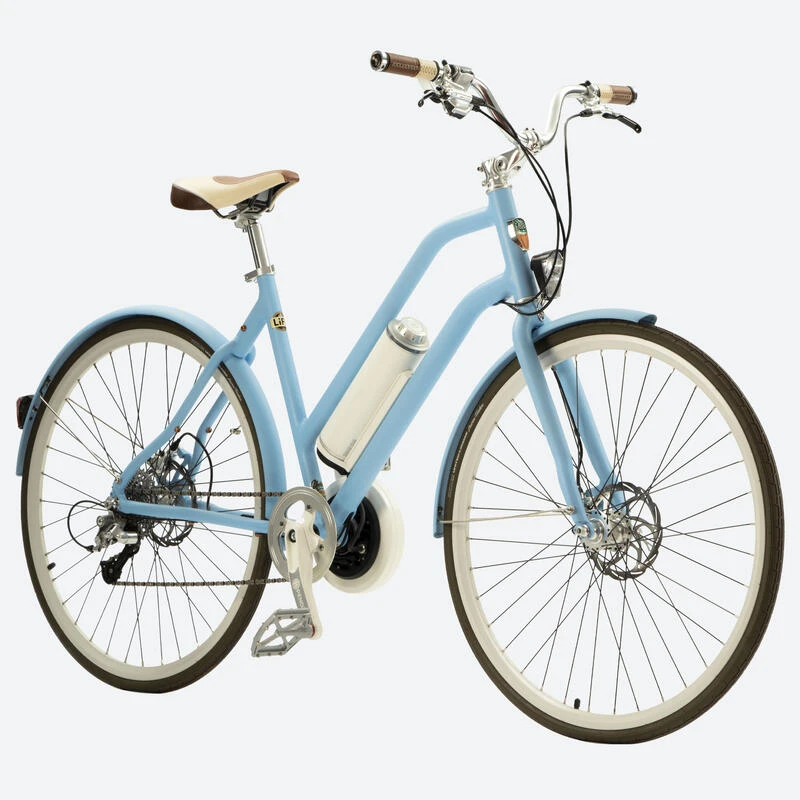 VÉLO DE VILLE ELECTRIQUE 330w - PNEUS 700c - LÉGER 18kg - CONFORT BLEU CLAIR 4 VÉLO DE VILLE ELECTRIQUE 330w - PNEUS 700c - LÉGER 18kg - CONFORT BLEU CLAIR – Image 2
