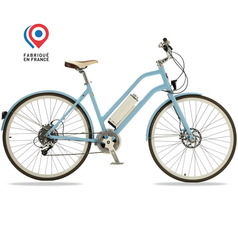 VÉLO DE VILLE ELECTRIQUE 330w - PNEUS 700c - LÉGER 18kg - CONFORT BLEU CLAIR 3 VÉLO DE VILLE ELECTRIQUE 330w - PNEUS 700c - LÉGER 18kg - CONFORT BLEU CLAIR