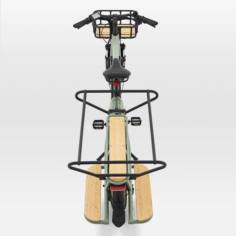 BTWIN VELOCARGO ELECTRIQUE LONGTAIL CHARGEMENT ARRIERE R500E Vert Clair 5 BTWIN VELOCARGO ELECTRIQUE LONGTAIL CHARGEMENT ARRIERE R500E Vert Clair – Image 3