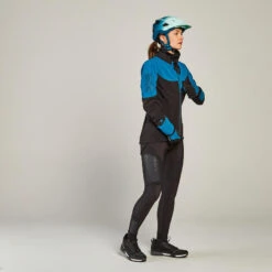 Rockrider VESTE HIVER VTT FEMME TURQUOISE NOIR 17 Rockrider VESTE HIVER VTT FEMME TURQUOISE NOIR -Vélorbain Magasin veste hiver vtt femme turquoise noir 5